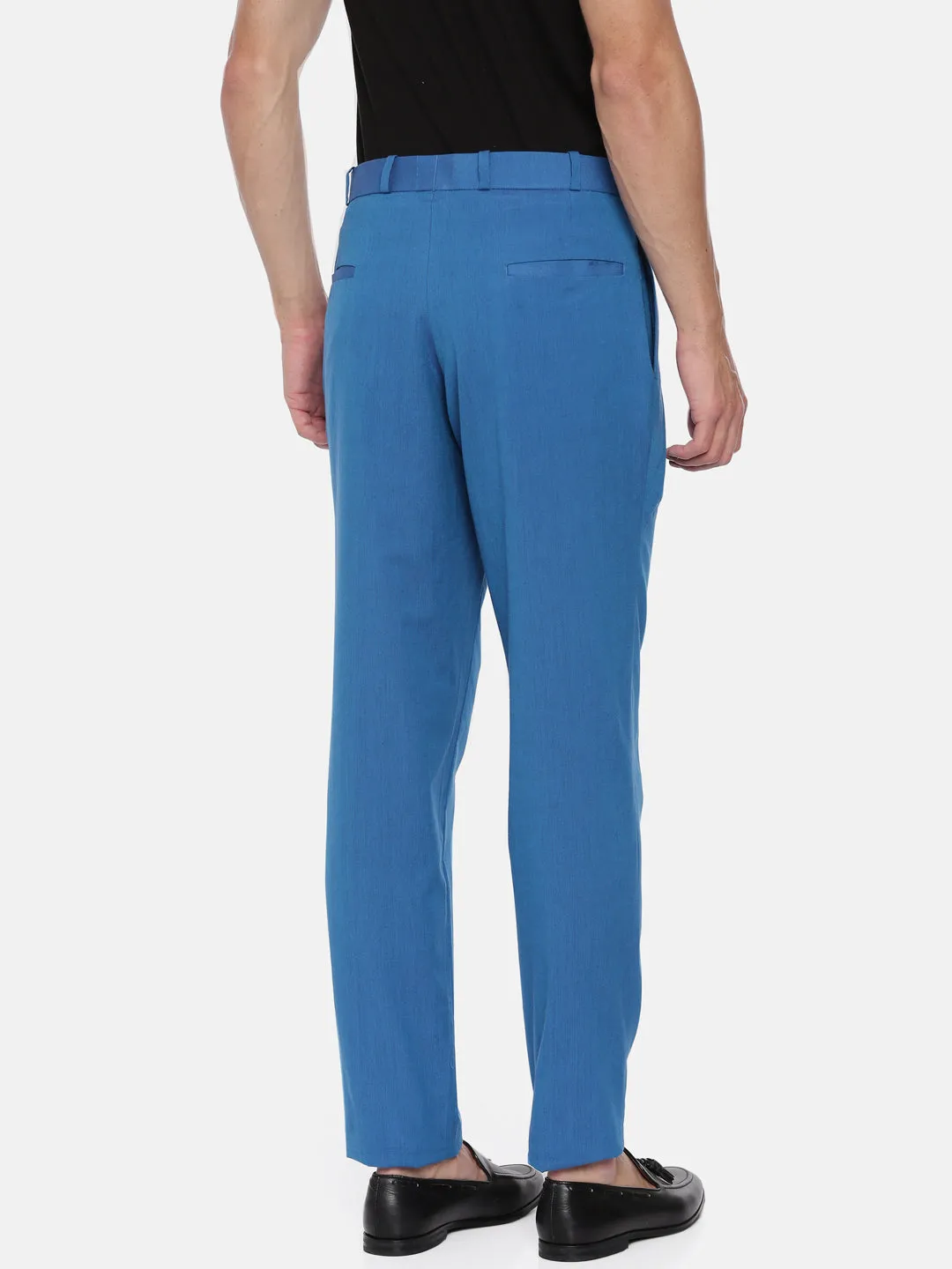 Aqua Blue Pleated Cotton Trousers - MMP044