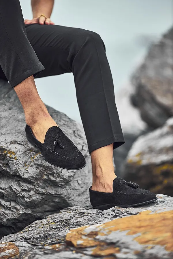 Black Suede Tassel Loafers for Men | GentWith