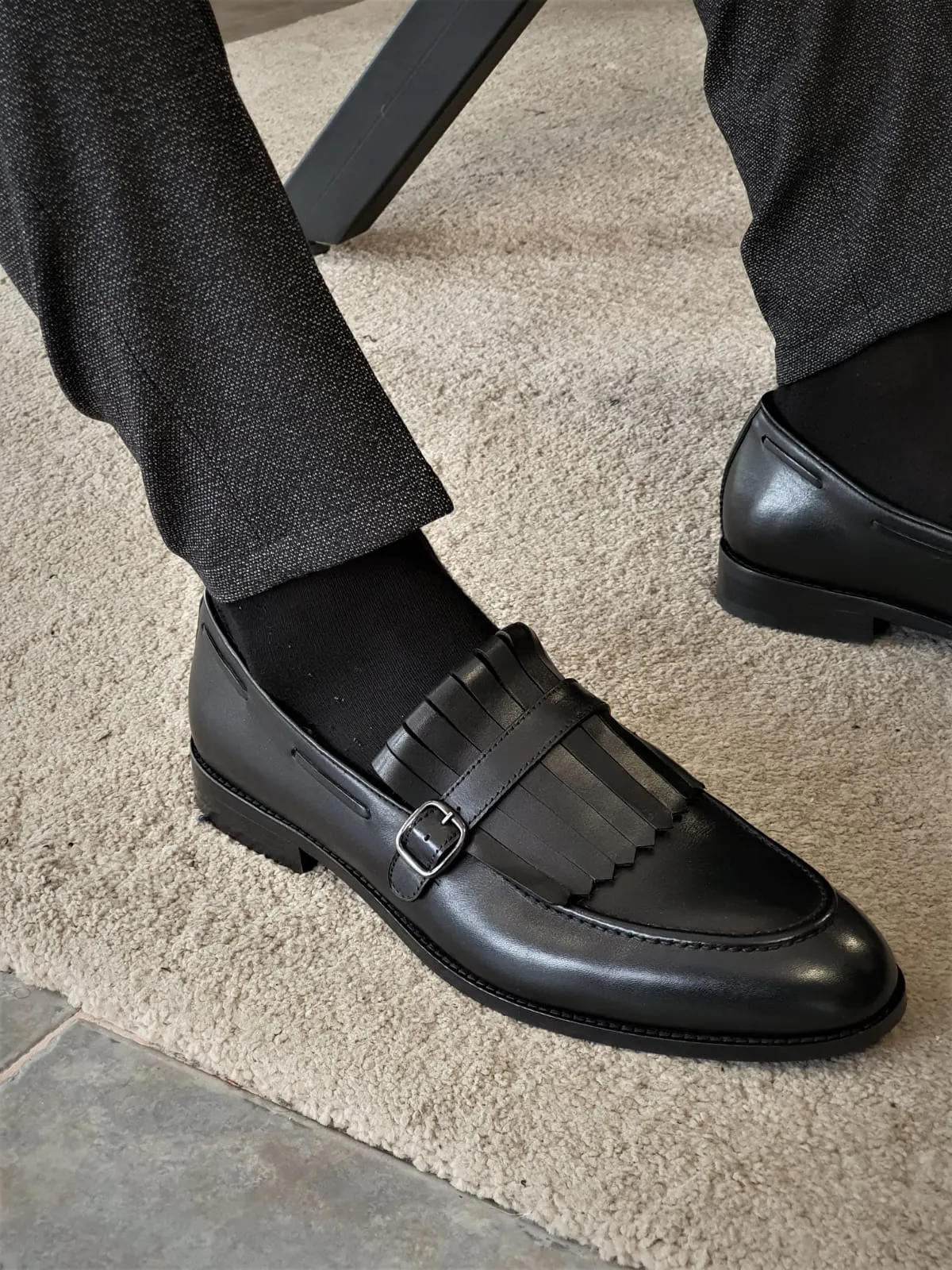 Buy Black Kilt Loafers by GentWith.com with Free Shipping