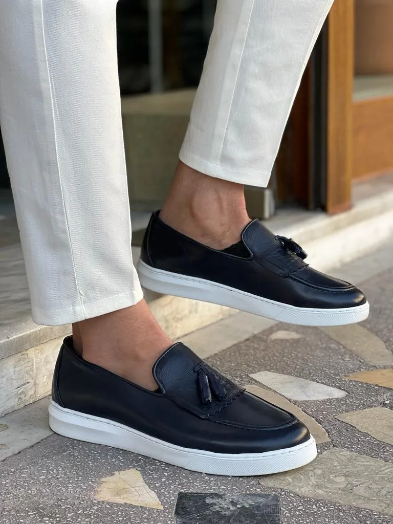 GentWith Tampa Dark Blue Tassel Kilt Loafers - GENT WITH