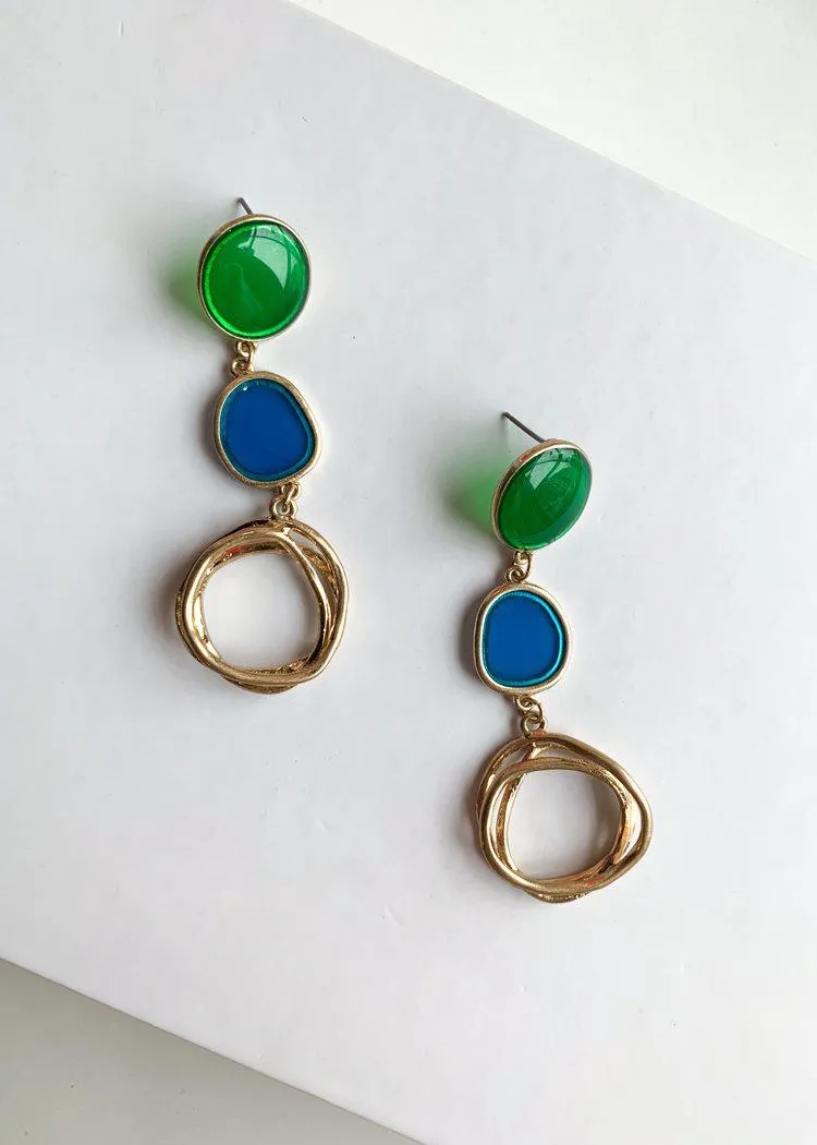 Paia Blue and Green Gold Drop Earrings ***FINAL SALE***
