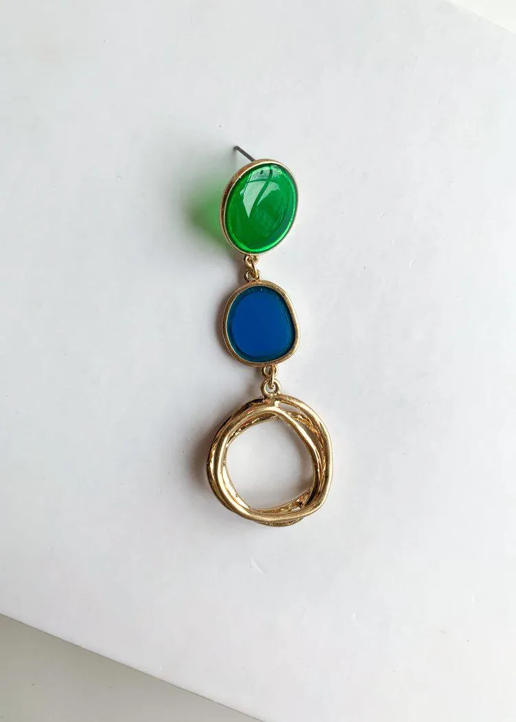 Paia Blue and Green Gold Drop Earrings ***FINAL SALE***